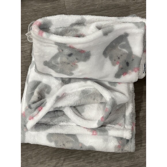Gerber Gray Koala Bear Baby Blanket & Lovey Set Pink Flower Embroidered New - Picture 3 of 4